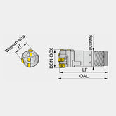 FINE-BEAM DTS-EX Direct mount indexable head with external 4-start thread for double tube system (DTS), tool diameter: ø25 - ø65 mm - Big-tools Industrial Supply Tools for Metal Cutting
